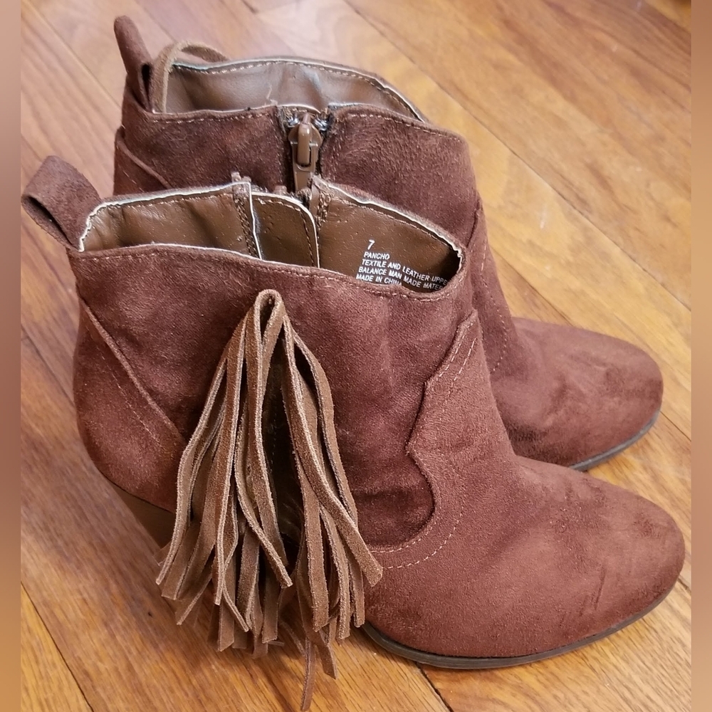 Women's Madden Girl Brown Suede Fringe Ankle Boots